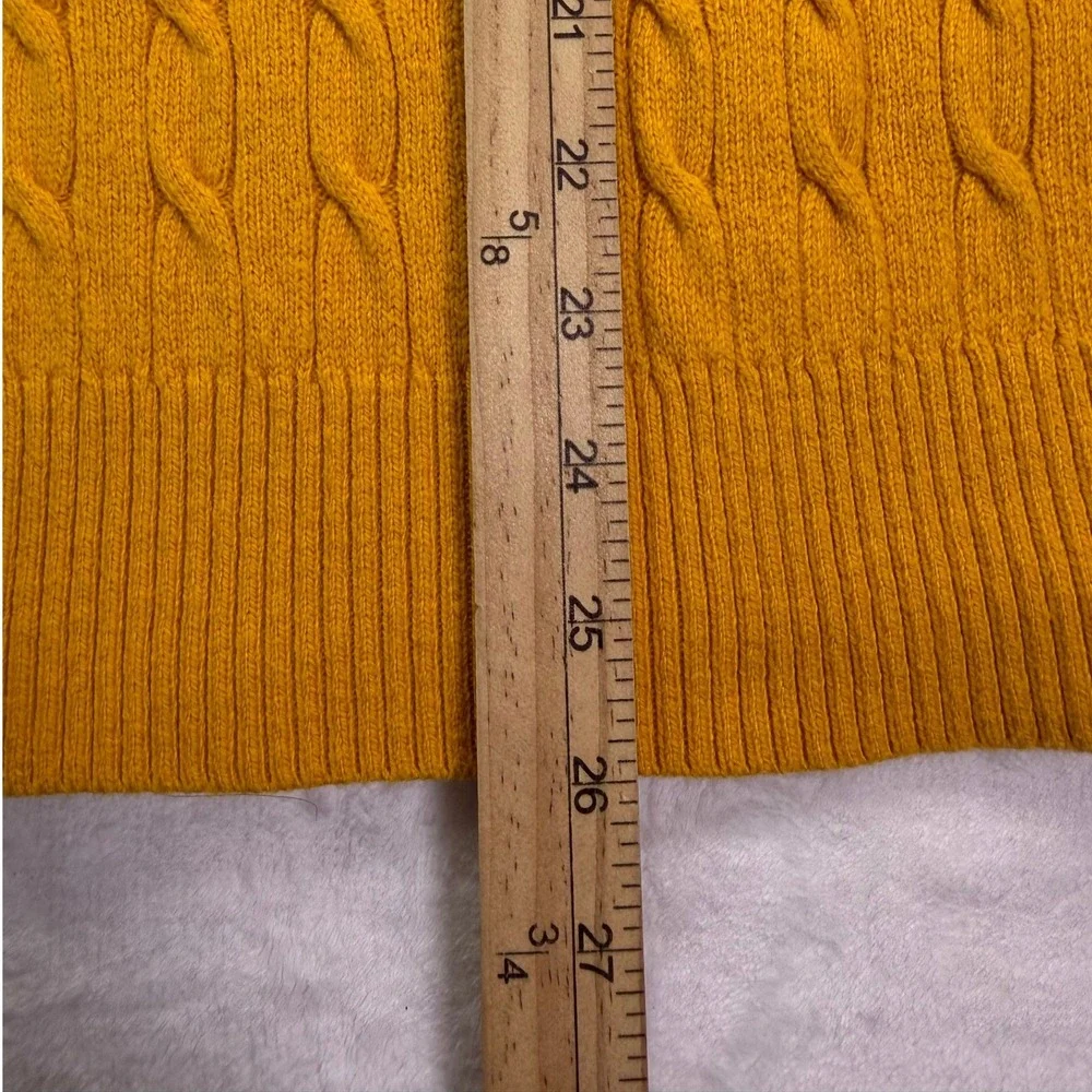 Lands' End Mustard Yellow Cable Knit Crewneck Sweater 2X 20W-22W Wool Blend